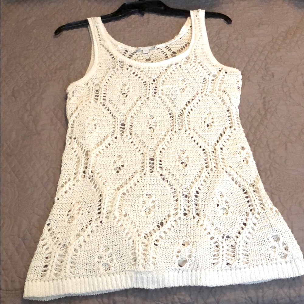 Soft Elegant Crochet Ivory Sleeveless Top by GAP